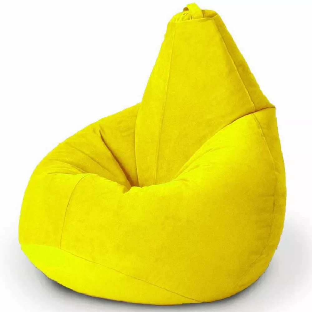 Fotoliu Bean Bag model Pară din velur,culoare Galben