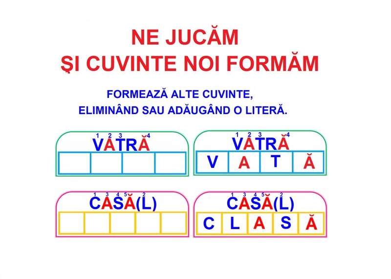 L-128 Formează cuvinte, eliminând sau adăugând a literă - planşe A4