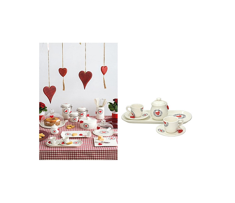 Set pentru ceai Dolce Sweetheart: 2 căni cu farfurii și vas pentru zahăr (48884)