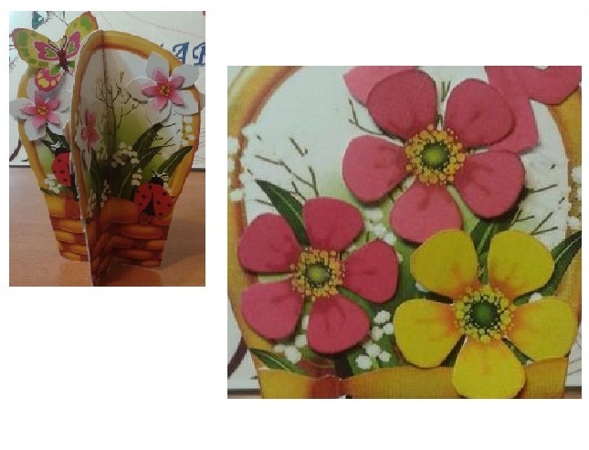Aplicaţie - Coşuleţe cu flori - din 4 părţi  art.AP-33
