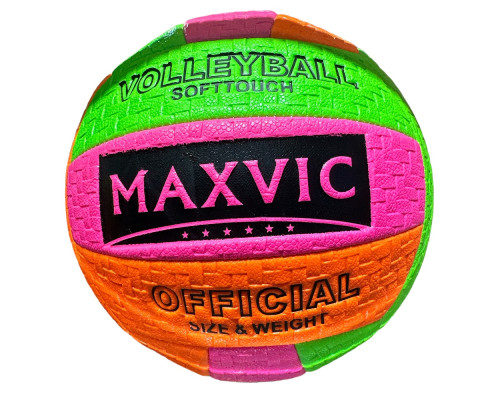 Minge volei MAXVIC oficiala, soft touch, colorata neon, indoor outdoor, marime standard, minge volei antrenament si competitie, rezistenta, aderenta buna, sport fitness plaja sala