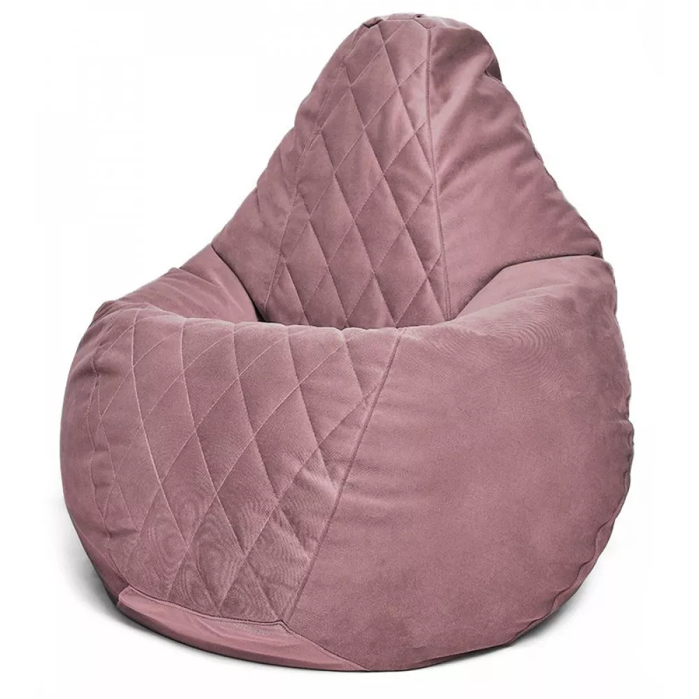 Fotoliu BeanBag din velur Maserrati "Romb", marimea "XL" culoare pudra