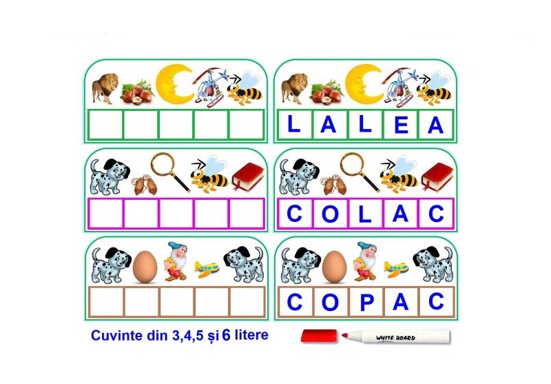 L-20 Joc Citeşte cuvântul după 1 literă - planşe A4