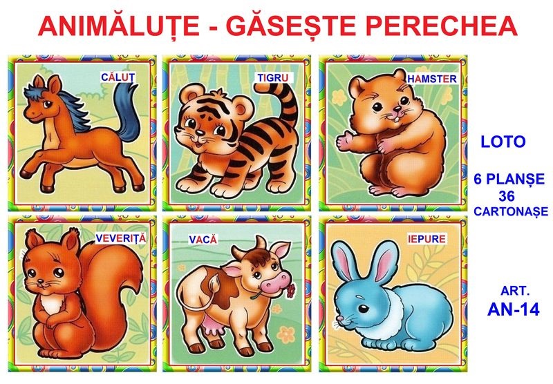 AN-14 Joc Loto Animăluţe -Găseşte perechea