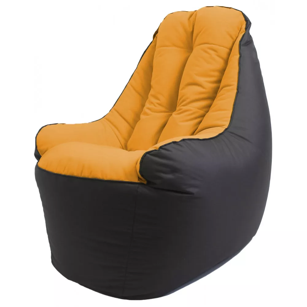 Fotoliu fără carcasă BigBoss din velur și oxford, culoare negru cu oranj