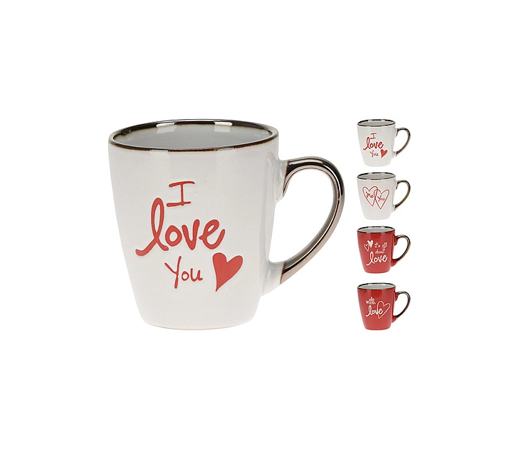 Cană 200ml Love alb/roșu - porțelan (50863)