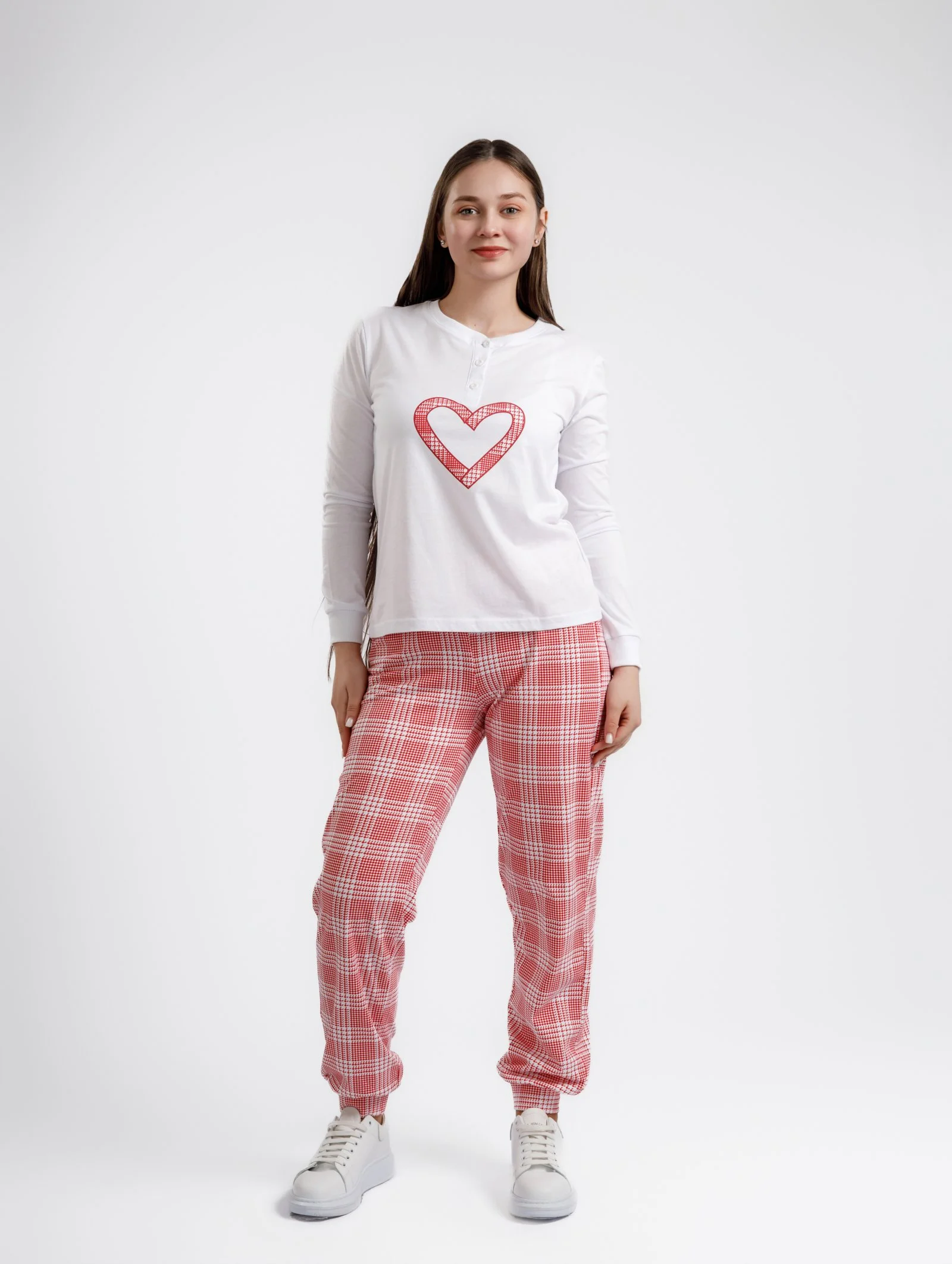 Pijama pentru dame cu imprimeu și cu mânecă lungă