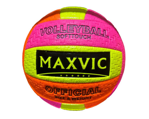 Minge volei MAXVIC oficiala, soft touch, colorata neon, indoor outdoor, marime standard, minge volei antrenament si competitie, rezistenta, aderenta buna, sport fitness plaja sala