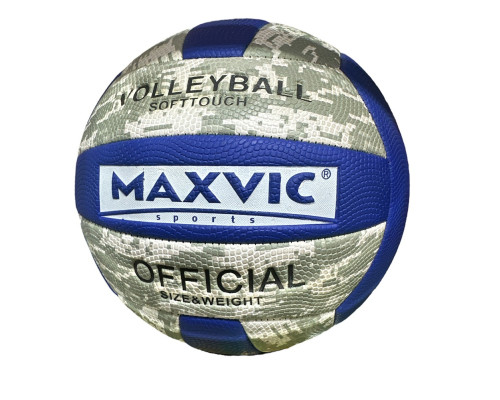 Minge volei MAXVIC albastru camo, design camuflaj modern, sport, sala, plaja, fitness