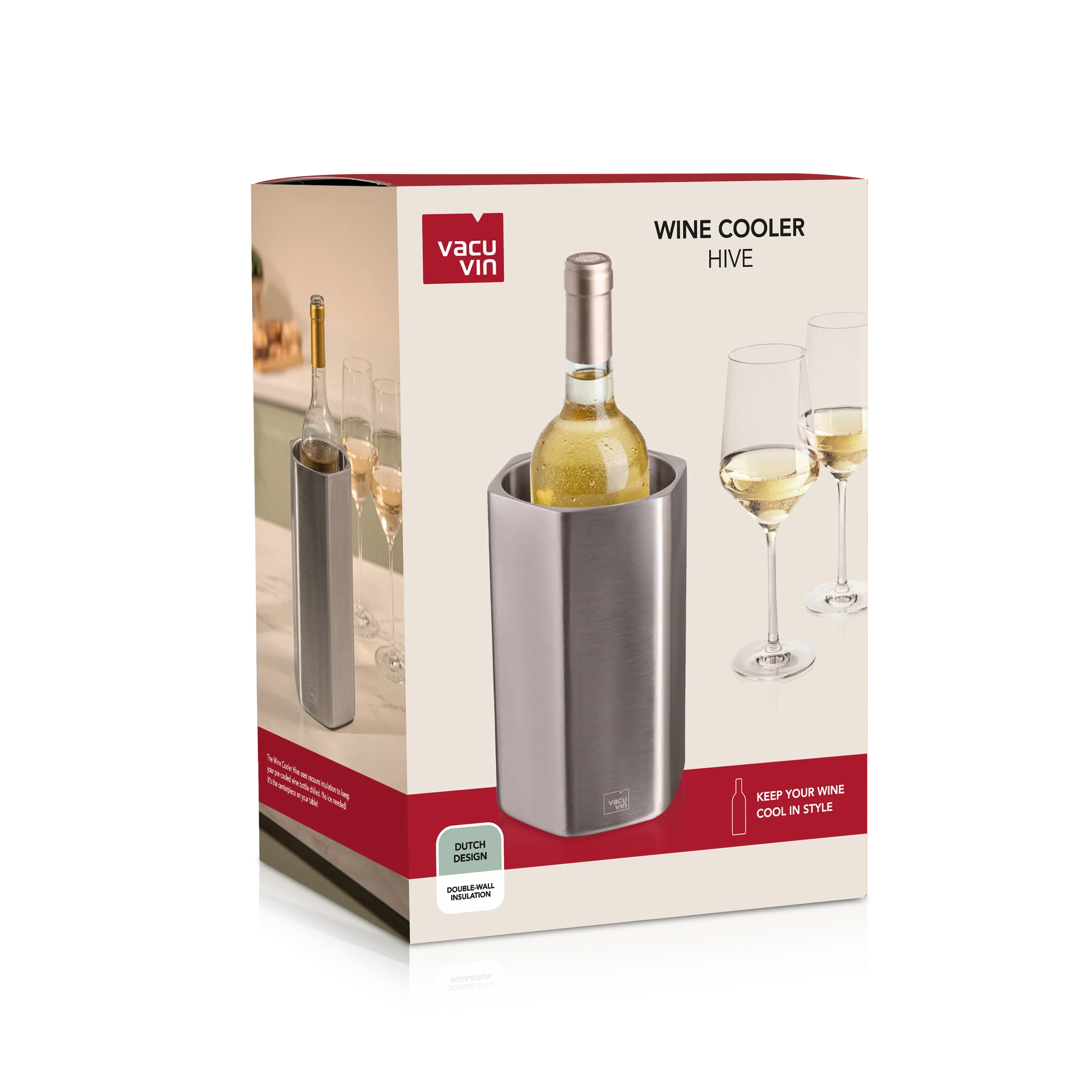 Vacu Vin Wine Cooler Hive Stainless Steel