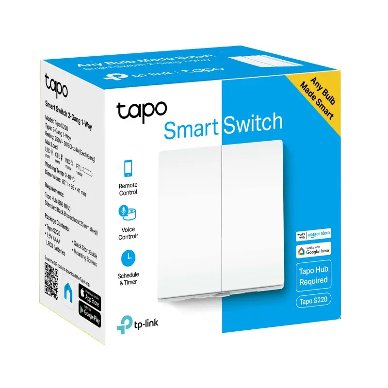 Comutator inteligent de lumină TP-LINK Tapo S220, Alb
