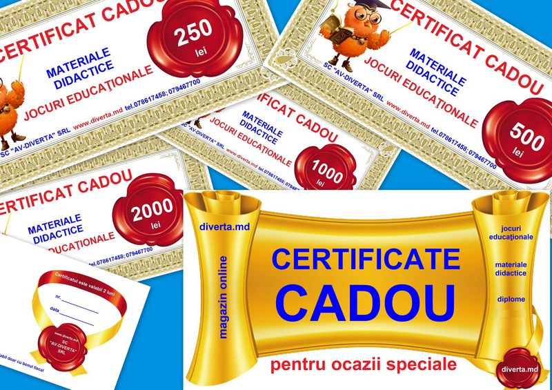 Certificat cadou - Materiale didactice, Jocuri educaţionale  - 6000 lei art.CT-06