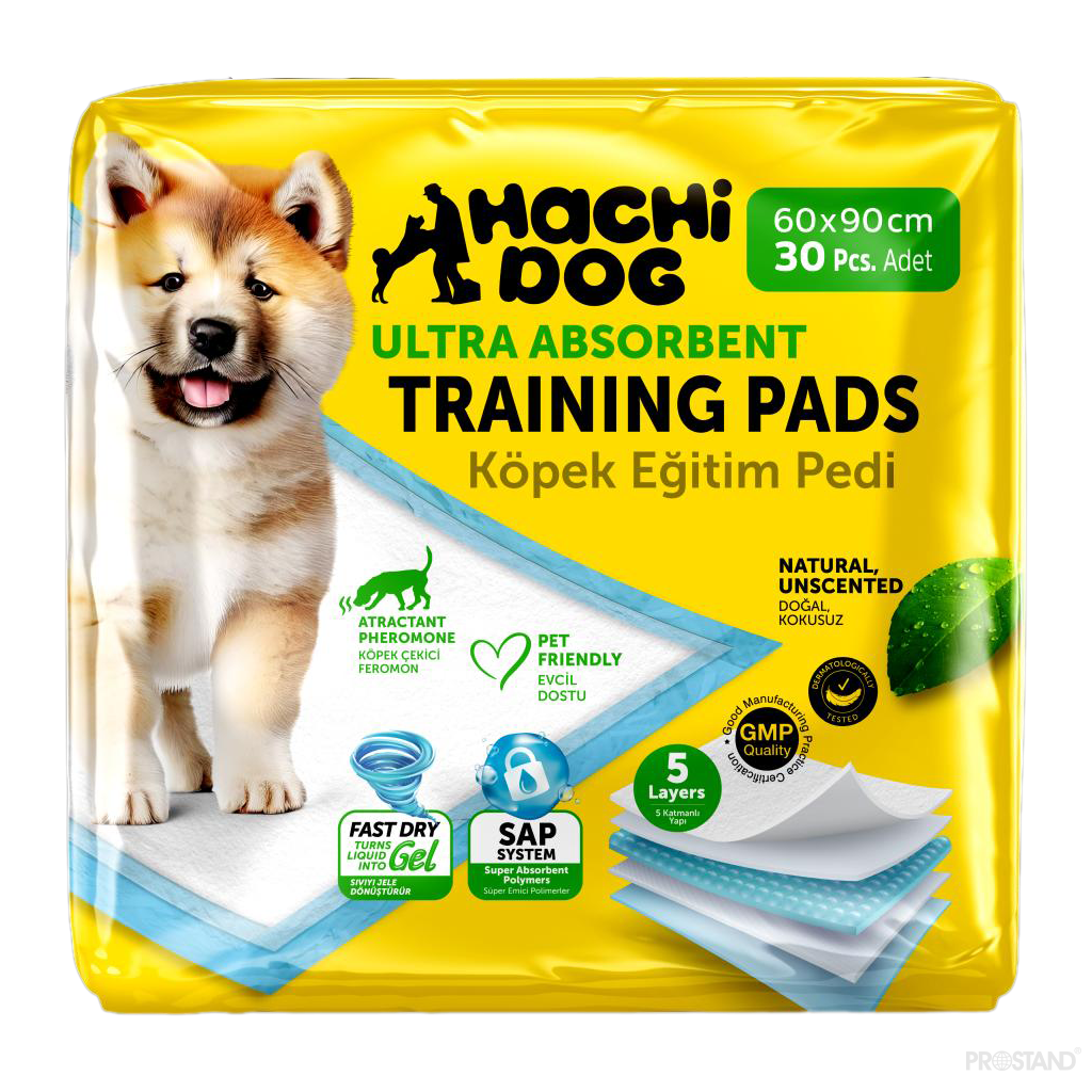 HACHI DOG Covorașe absorbante p/u toaletă, 5 str., 60×90 cm, 30 buc. galbene