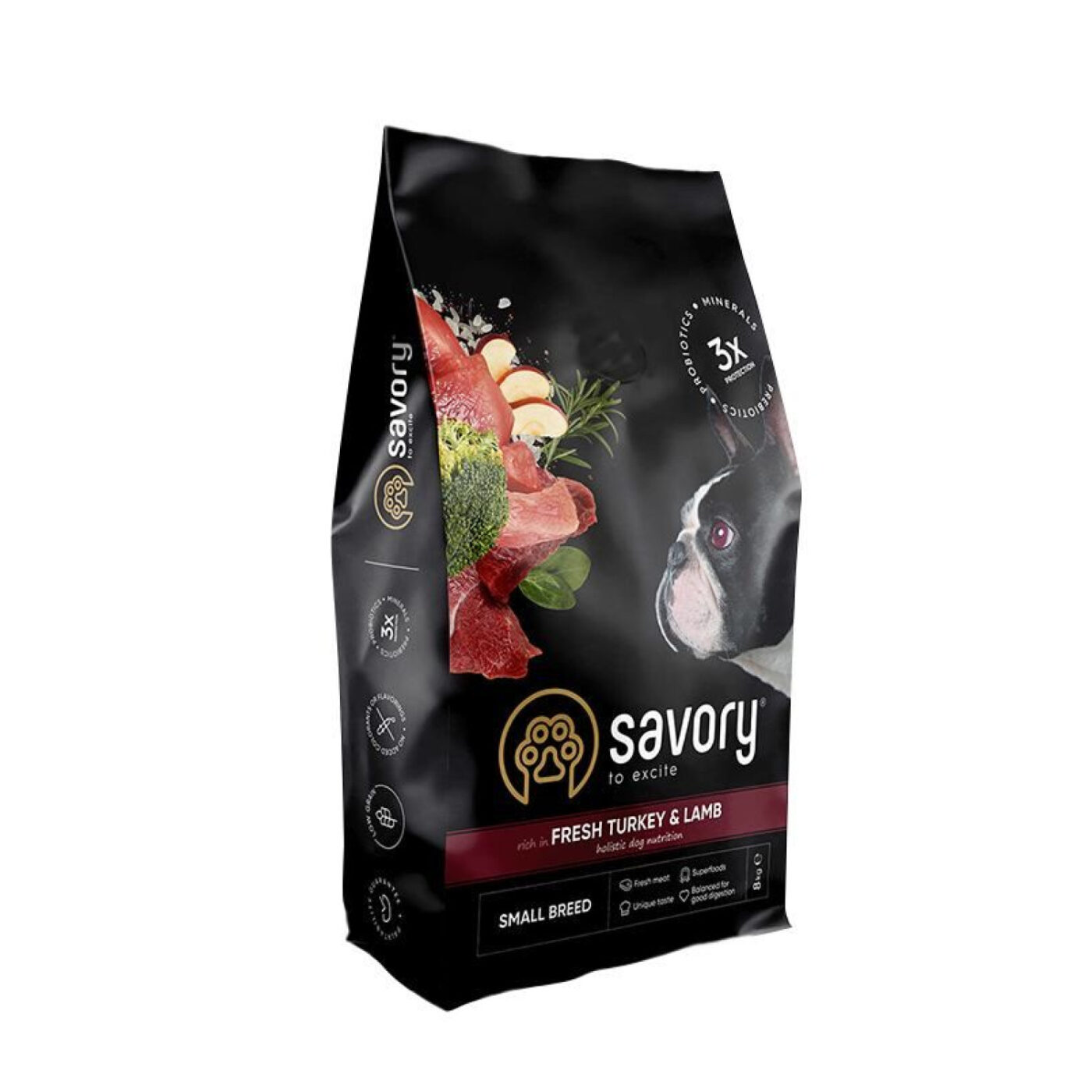 Savory Adult Small Breed Fresh Turkey & Lamb 3KG,  hrană uscată pentru câini de talie mică, cu curcan și miel