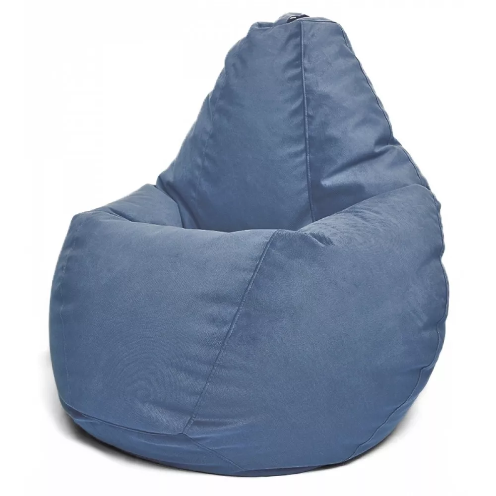 Fotoliu BeanBag din velur Maserrati, marimea "L" culoare albastru inchis