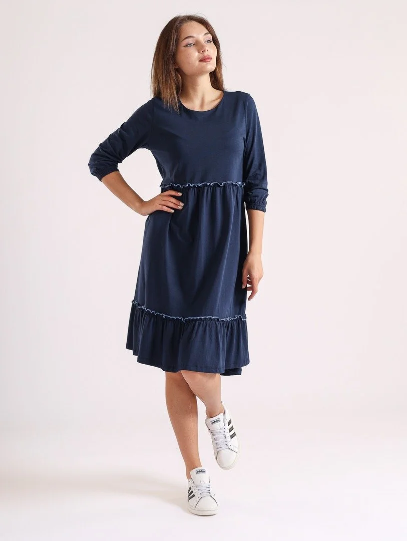 Rochie de damă trei sferturi cu mânecă lungă din bumbac