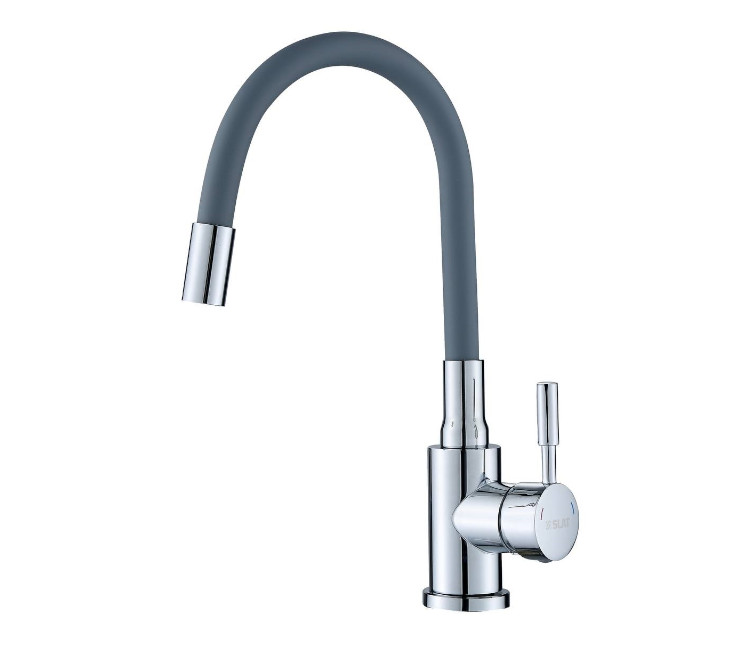 Baterie de bucătărie SLAT MLT-40102CR(G) – pipă flexibilă Ø35, gri/crom (fără furtunuri)
