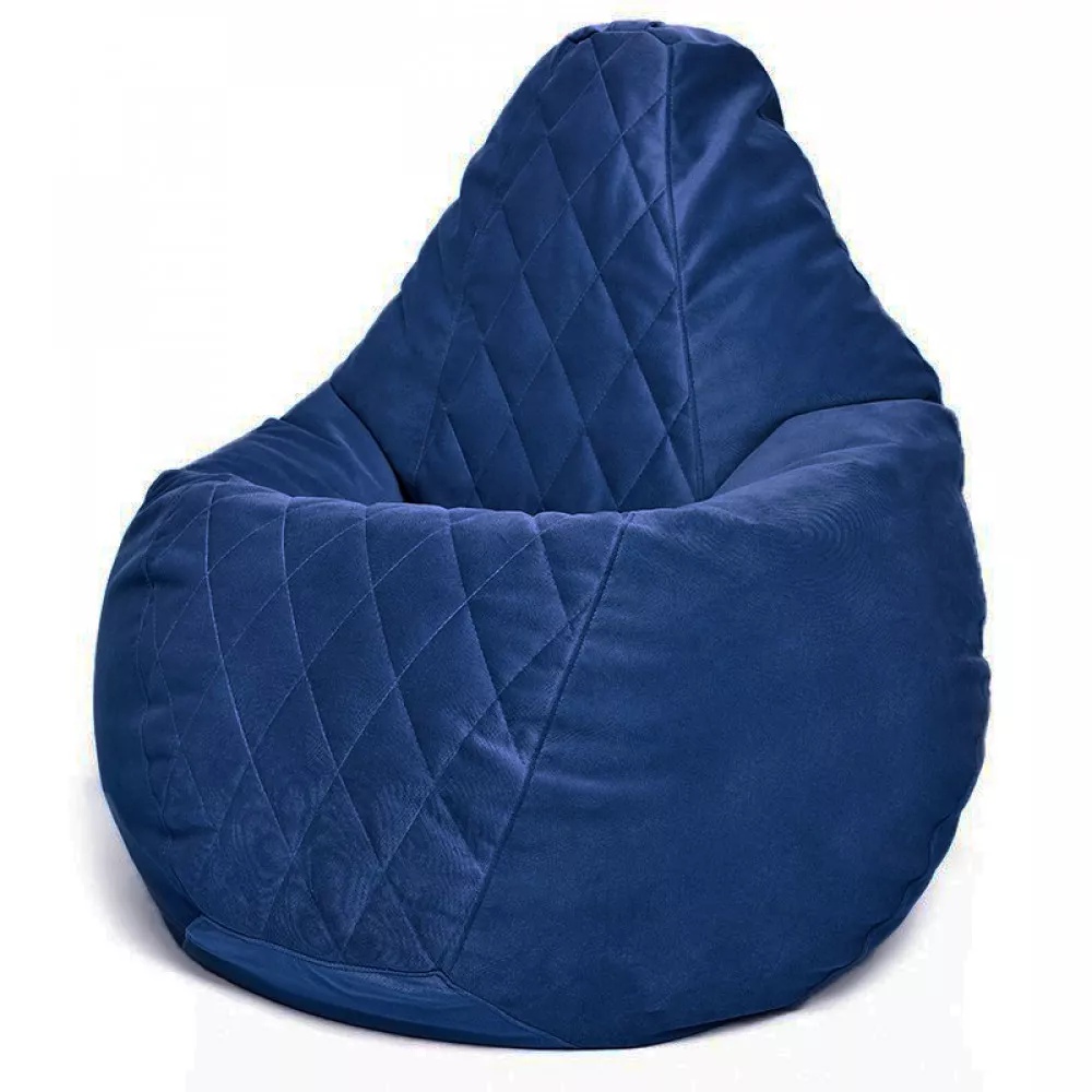 Fotoliu BeanBag din velur Maserrati "Romb", marimea "L" culoarea albastră
