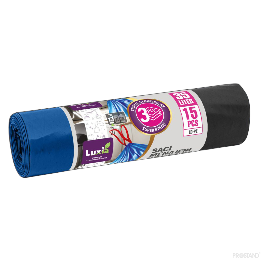 LUXIA Pungi p/u gunoi Extra rezistenti cu legaturi 35 L 15 buc. LUX-4060  /30