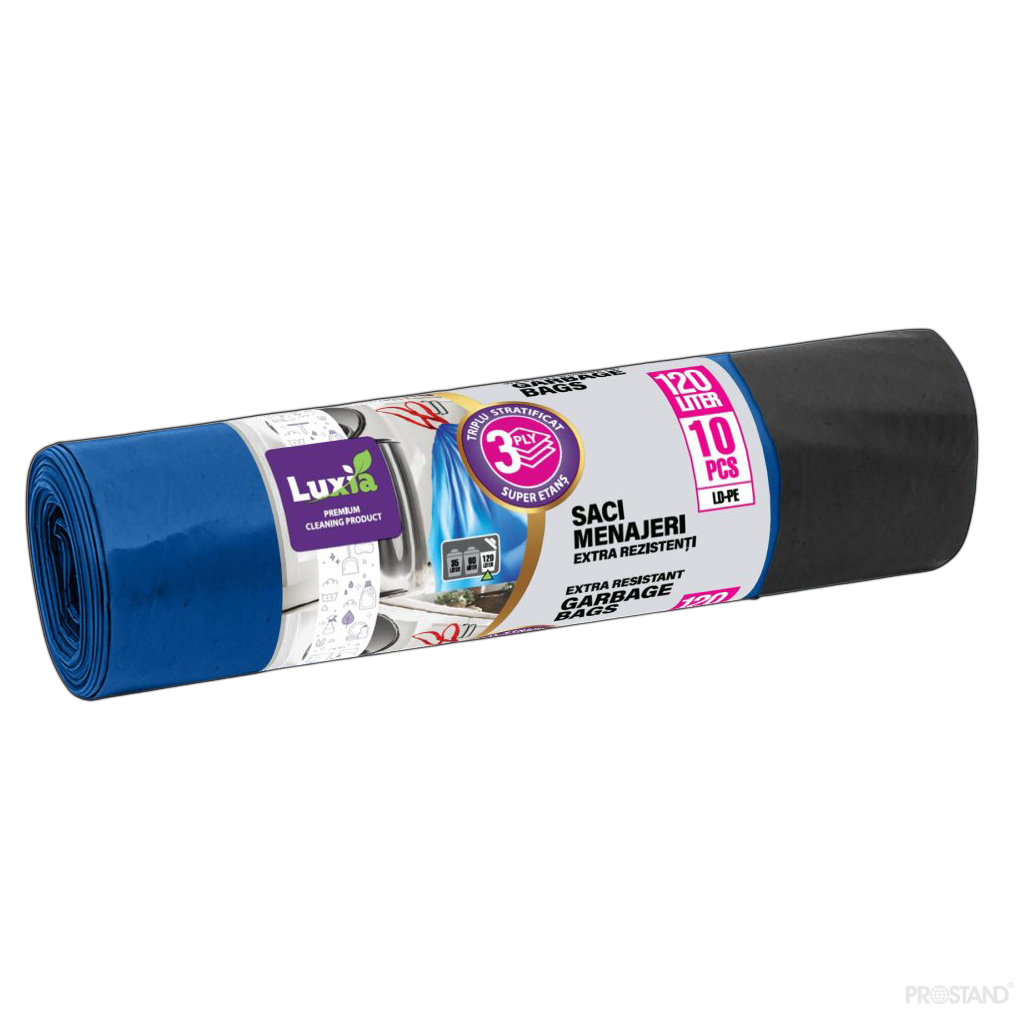 LUXIA Pungi p/u gunoi Extra rezistenti  cu legaturi 120 L 10 buc. LUX-4064  /20