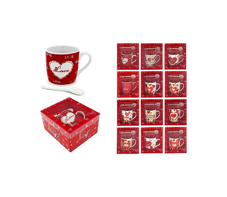 Set cană 210ml cu lingură "Love" în cutie-cadou (00195)