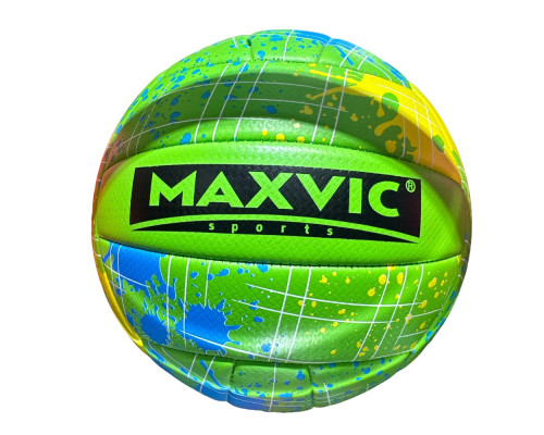 Minge volei MAXVIC Sports neon splash, soft touch, indoor outdoor, marime oficiala, minge volei antrenament competitie, aderenta ridicata, design colorat, sport sala plaja fitness