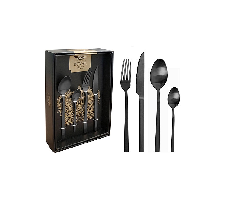 Set tăcâmuri Pinti Royal Satin 24buc cu PVD - 36718 (negru)