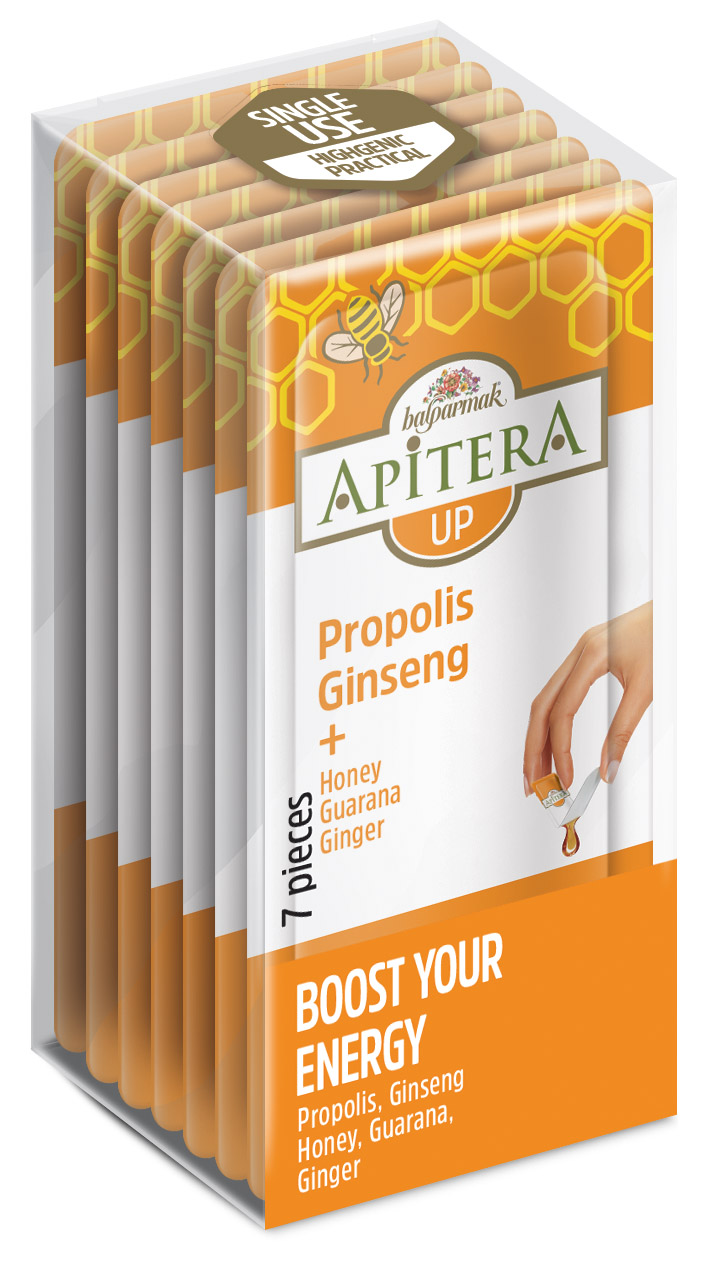 Miere cu Ginseng și Propolis Apitera Up, Energy Boost, 7 pliculețe x 7g