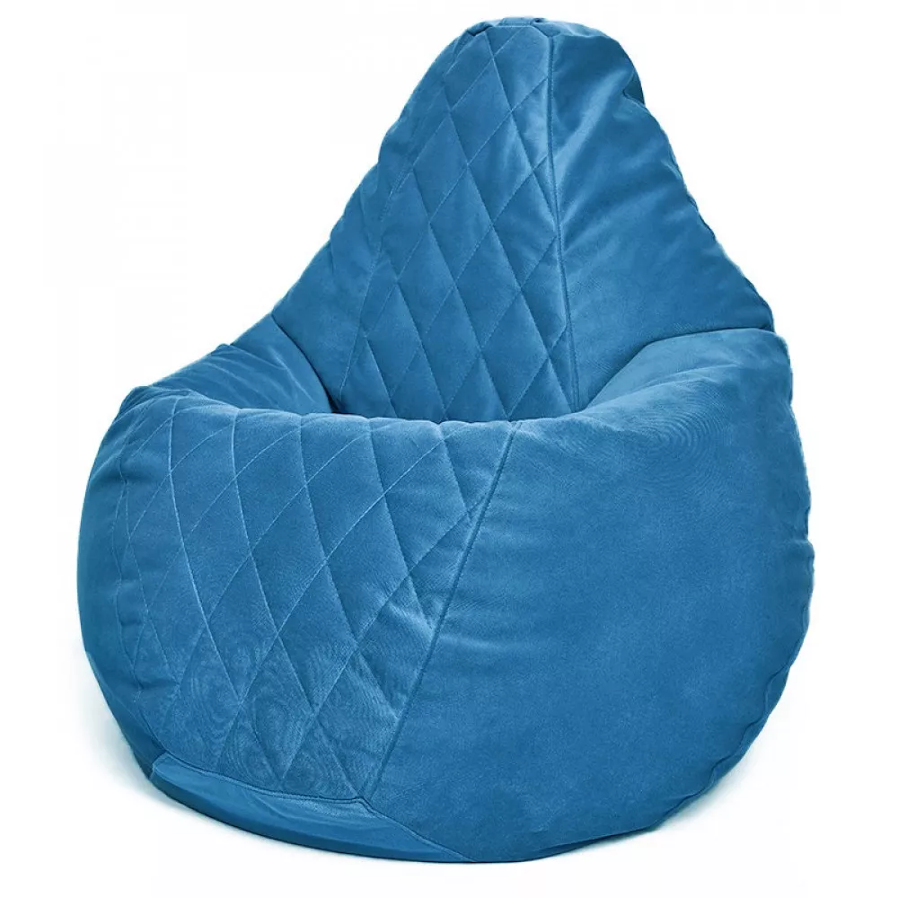 Fotoliu BeanBag din velur Maserrati "Romb", marimea "XXL" culoarea albastră