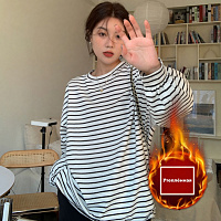 Longsleeve Pulover căptușit cu dungi