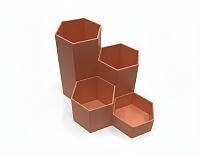 Organizator pentru birou rotund, 4 compartimente, portocaliu, suport pixuri, accesorii birou, plastic rezistent, multifunctional, pentru masa office, casa, scoala