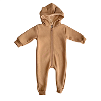 Salopeta din tricot cu gluga Fara picioare, Bej Deschis 12-18 luni