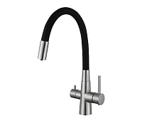Baterie de bucătărie WEZER INX4C-08B – pipă flexibilă din silicon Ø35 (negru/satinat)