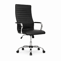 Fotoliu pentru Birou Directorial Liberty Eco-30, Modern, Baza Cromata, Piele Ecologica Neagra, Mecanism TILT, Reglabil pe Inaltime Gas-Lift, Cotiere Metalice Soft Touch, 120 kg support maxim, Elegant pentru Home Office & Business