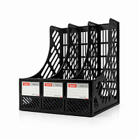 Organizeaza eficient documentele si dosarele cu acest suport vertical A4 cu 3 compartimente, realizat din plastic rezistent, culoarea neagra. Ideal pentru birou, scoala sau home office, organizatorul permite sortarea documentelor pe categorii (facturi, co
