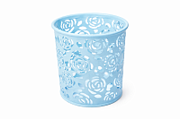 Pahar pentru pixuri metalic ajurat, rotund, suport creioane decorativ, organizator birou, design floral, office, rezistent