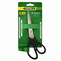 Foarfeca 4Office 18 cm, lame inox, manere ergonomice, negru